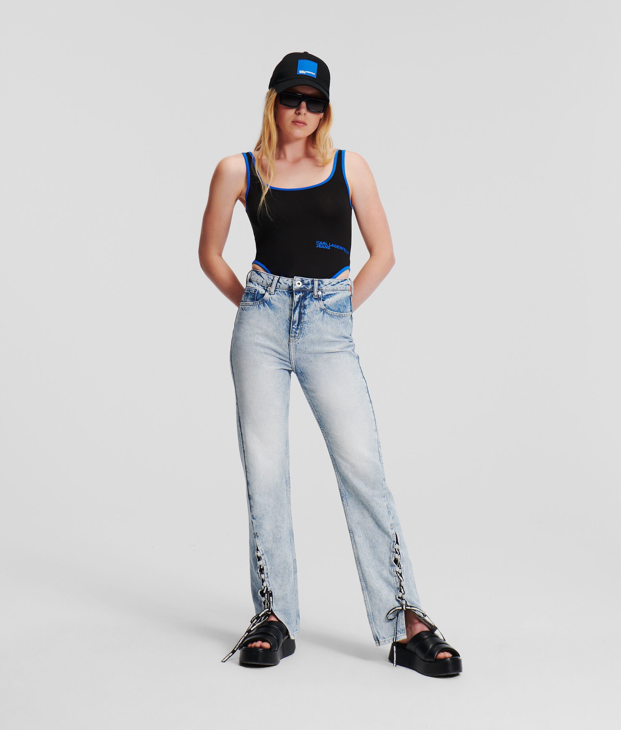 (image for) Concise KLJ LACE-UP HIGH-RISE STRAIGHT JEANS